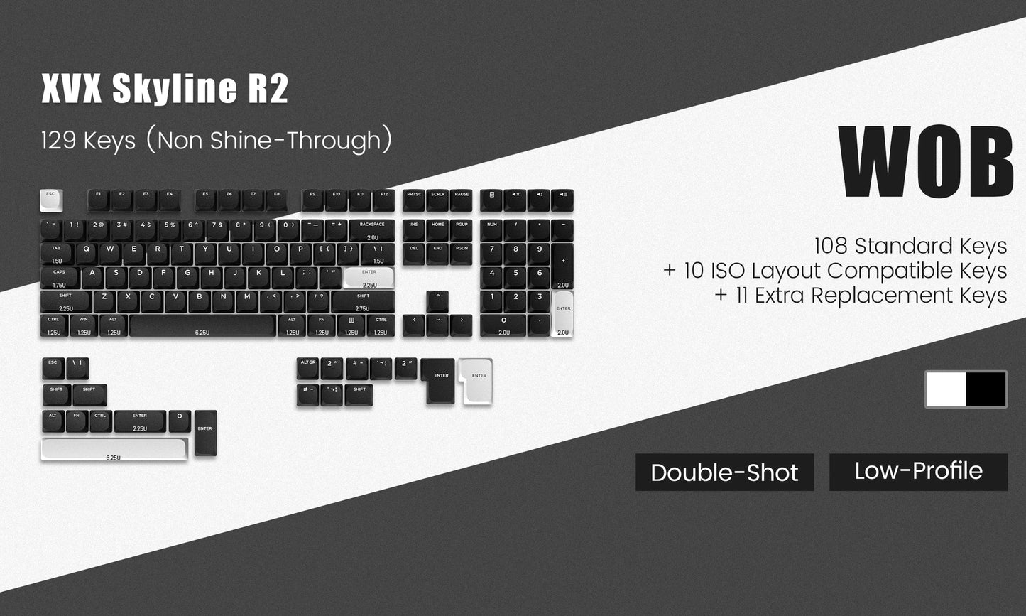 Lowprofile WOB Non Shinethrough Doubleshot PBT Keycaps