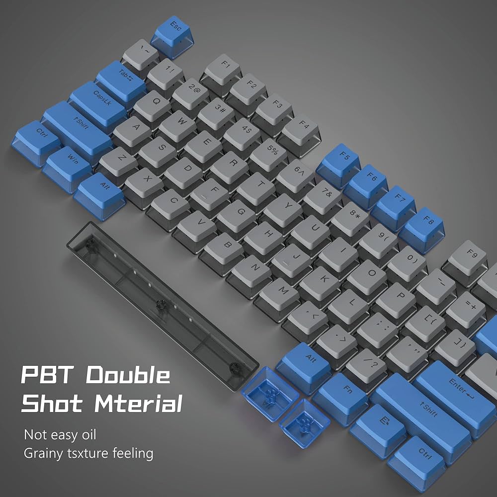 165 Pudding V2 PBT Blue Gray White Backlit Keycaps