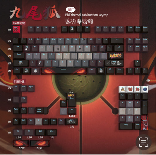 Naruto Shinethrough Top Backlit Cherry Doubleshot PBT Keycap