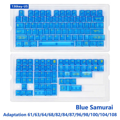 Red & Blue Samurai Transparent Cherry Keycaps