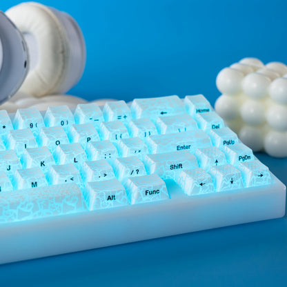 PREMIUM Ice Crack series Pattern Shine-Through OEM Profile IMD-Tech Keycap Set