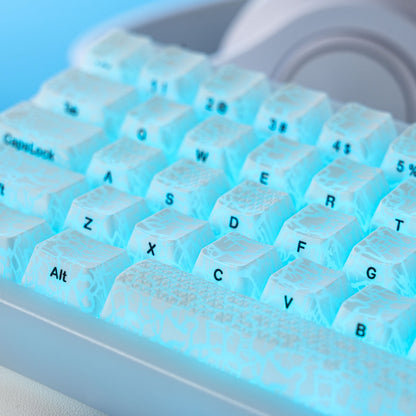 PREMIUM Ice Crack series Pattern Shine-Through OEM Profile IMD-Tech Keycap Set