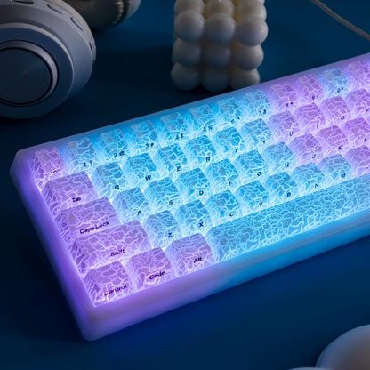 PREMIUM Ice Crack series Pattern Shine-Through OEM Profile IMD-Tech Keycap Set