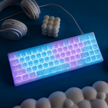 PREMIUM Ice Crack series Pattern Shine-Through OEM Profile IMD-Tech Keycap Set