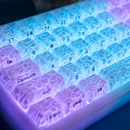 PREMIUM Ice Crack series Pattern Shine-Through OEM Profile IMD-Tech Keycap Set