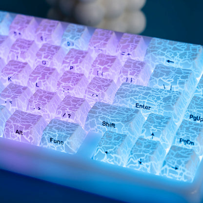 PREMIUM Ice Crack series Pattern Shine-Through OEM Profile IMD-Tech Keycap Set