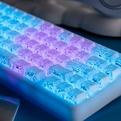PREMIUM Ice Crack series Pattern Shine-Through OEM Profile IMD-Tech Keycap Set
