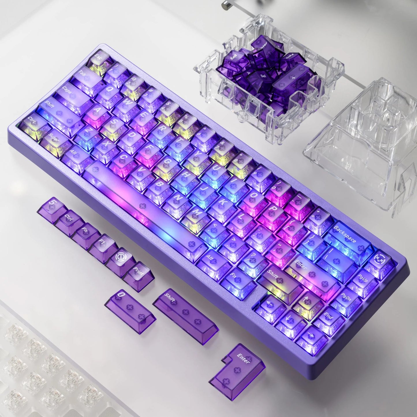 XVX Matte Clear Purple PC Transparent Cherry Profile 119-Key Keycap Set