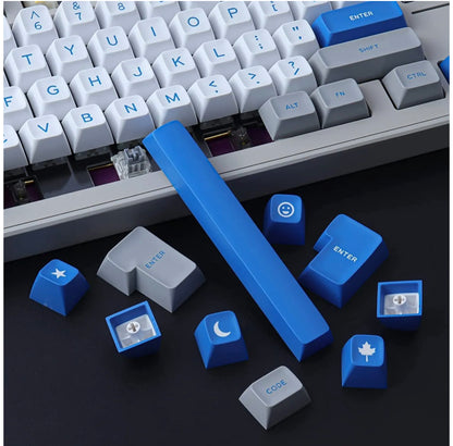 Grey White Blue Quality SA Doubleshot Keycaps