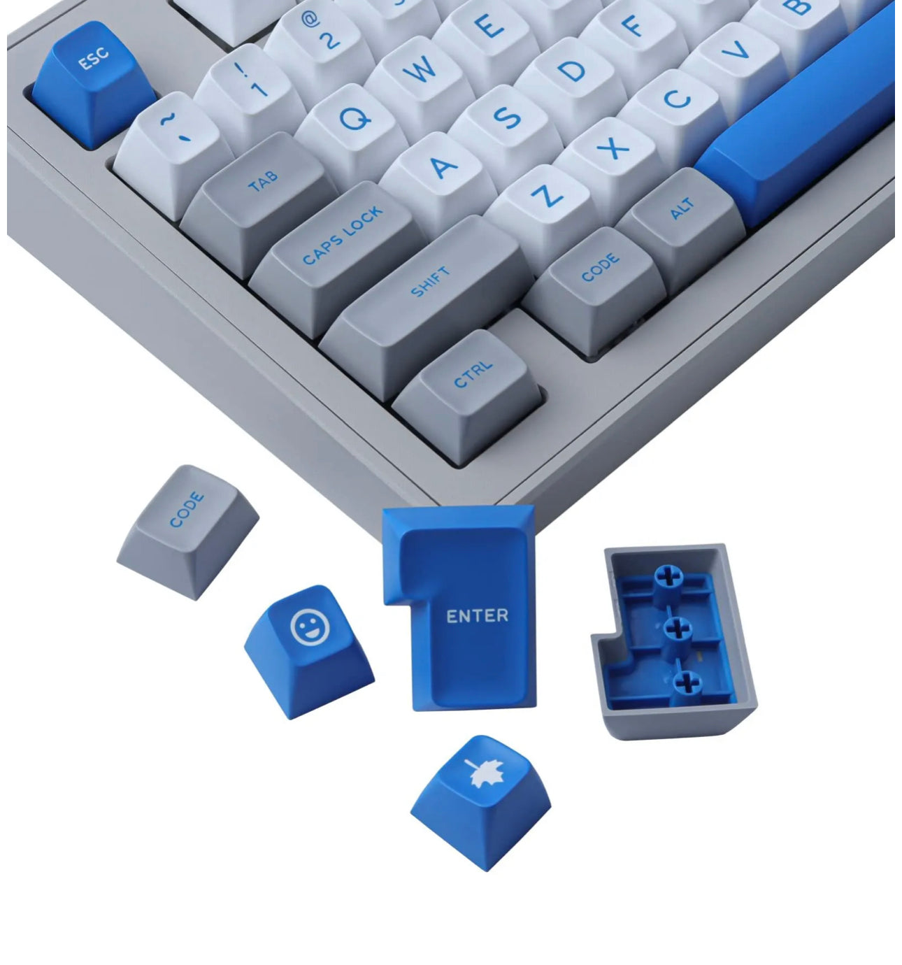 WHITE GREY BLUE PREMIUM DAYE SA DOUBLESHOT PROFILE KEYCAPS