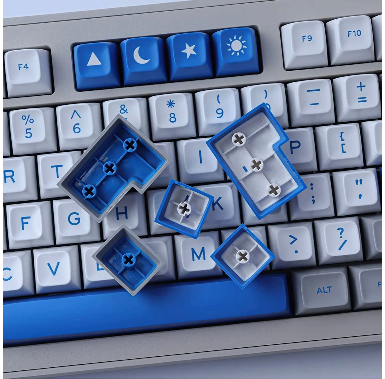 WHITE GREY BLUE PREMIUM DAYE SA DOUBLESHOT PROFILE KEYCAPS