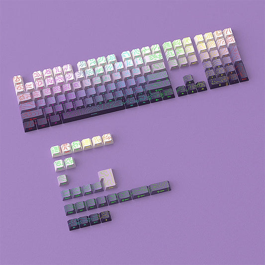 Purple Topographic Gradient Line Crack Side Backlit Keycaps