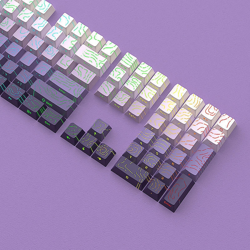 Purple Topographic Gradient Line Crack Side Backlit Keycaps