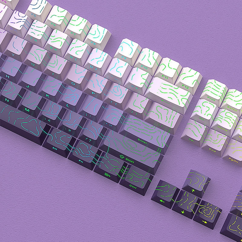 Purple Topographic Gradient Line Crack Side Backlit Keycaps