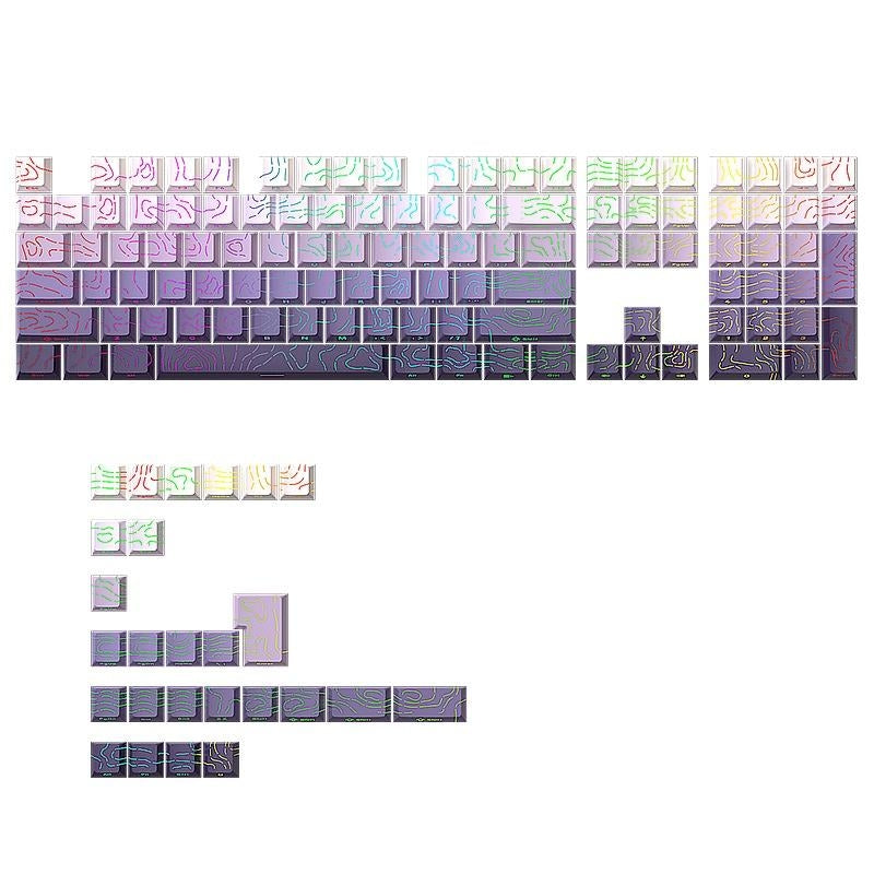 Purple Topographic Gradient Line Crack Side Backlit Keycaps