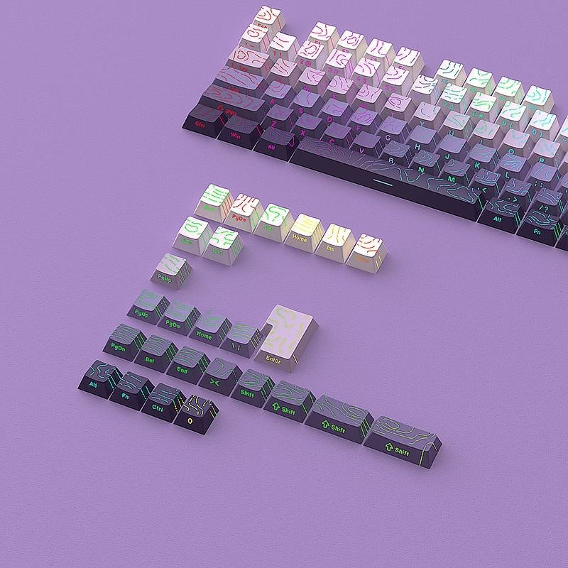 Purple Topographic Gradient Line Crack Side Backlit Keycaps