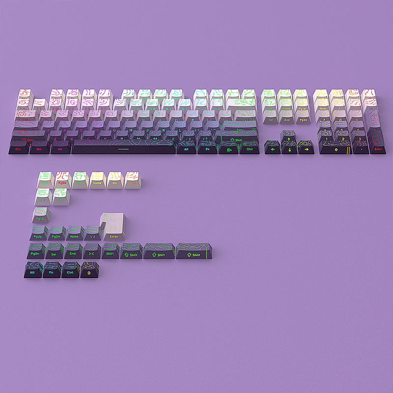 Purple Topographic Gradient Line Crack Side Backlit Keycaps