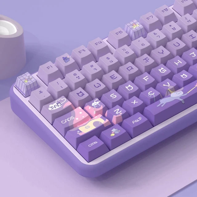 Purple Magic Cat Premium Cherry PBT Keycaps