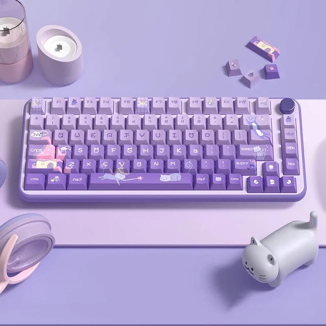 Purple Magic Cat Premium Cherry PBT Keycaps