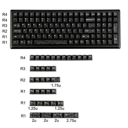 Black Carbon Fiber Texture Top Translucent Keycaps