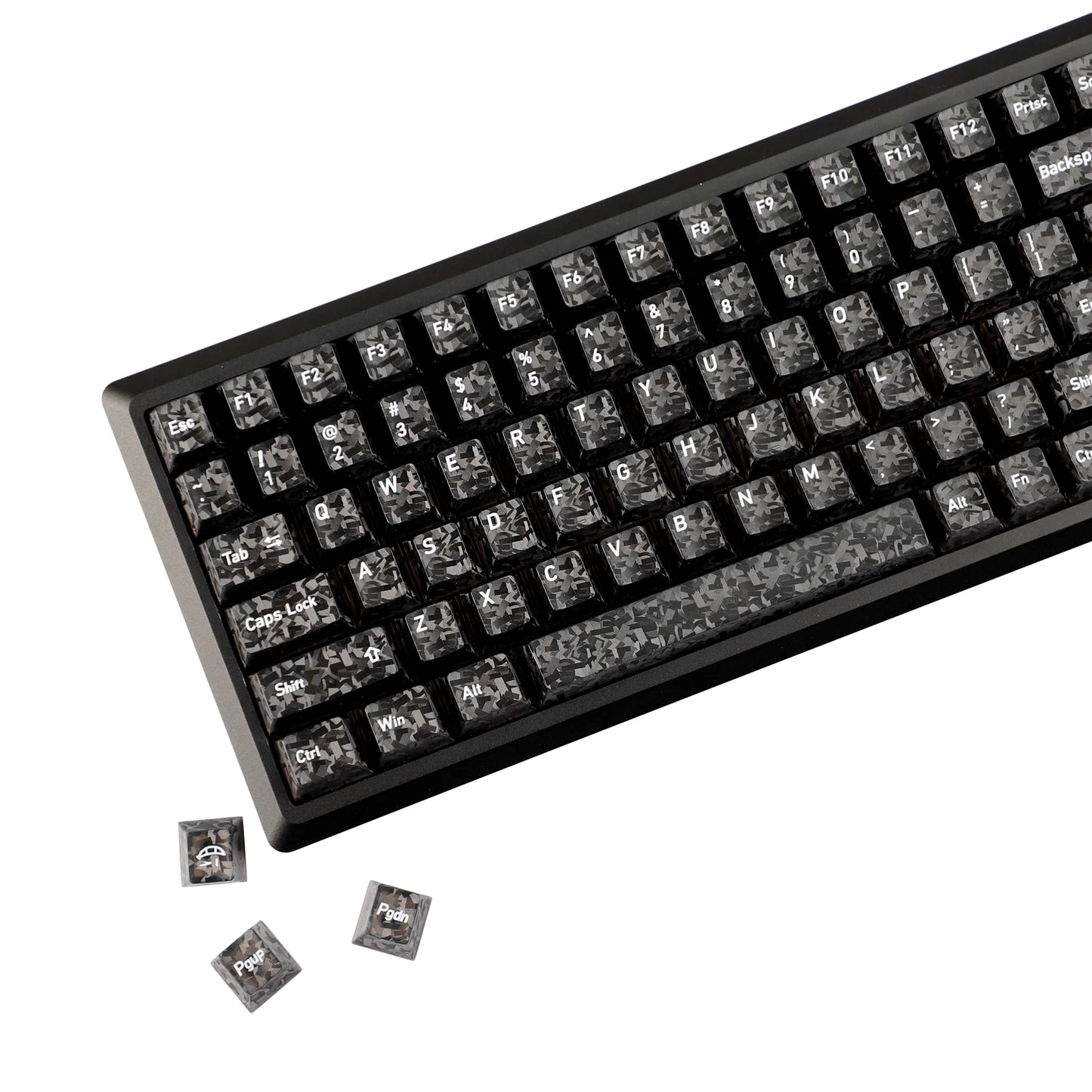 Black Carbon Fiber Texture Top Translucent Keycaps