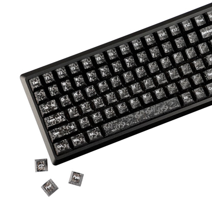 Black Carbon Fiber Texture Top Translucent Keycaps