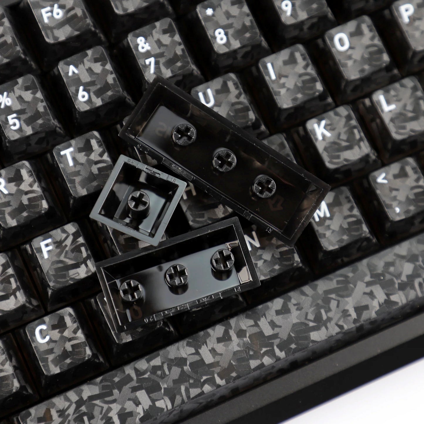 Black Carbon Fiber Texture Top Translucent Keycaps