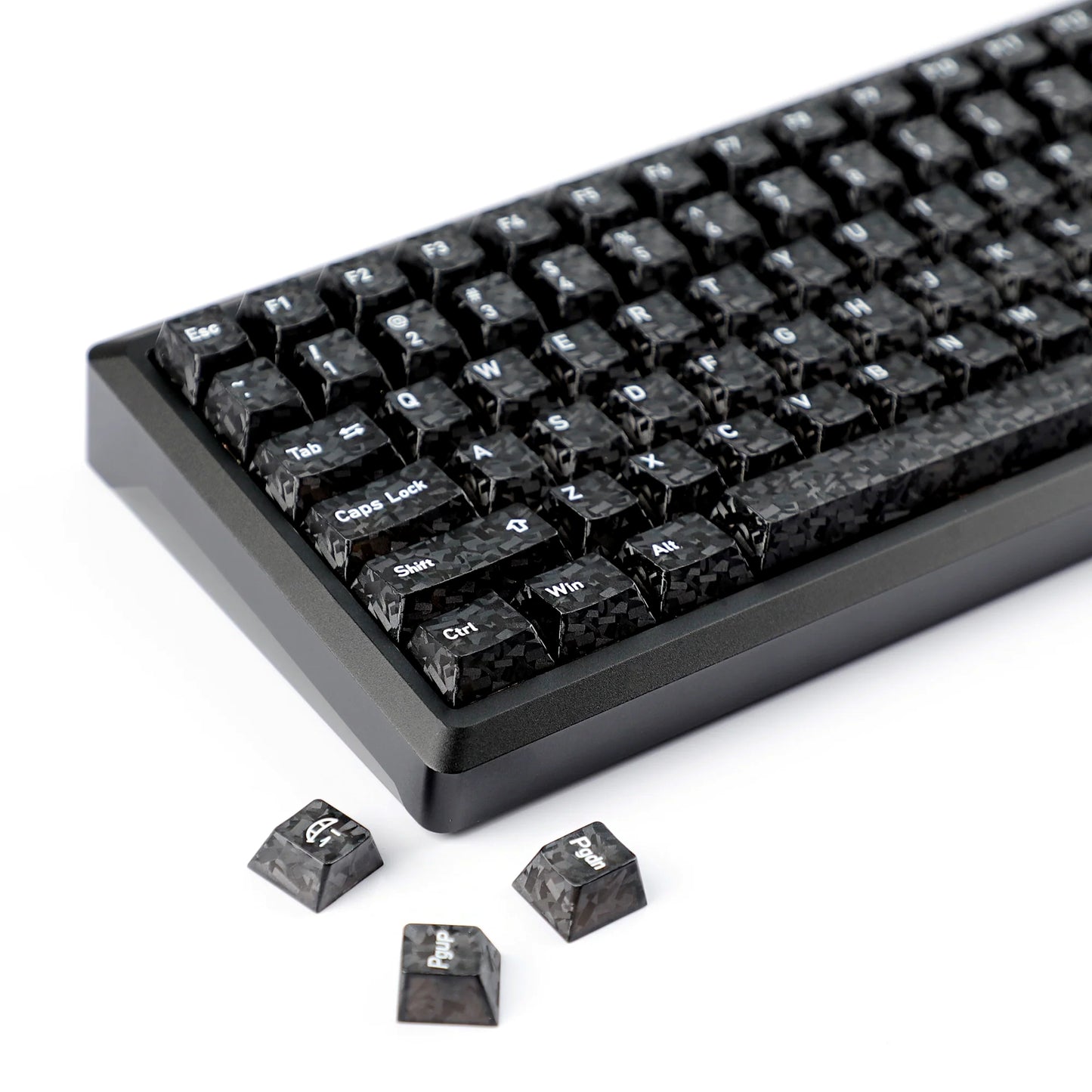 Black Carbon Fiber Texture Top Translucent Keycaps