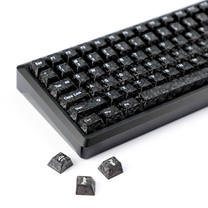 Black Carbon Fiber Texture Top Translucent Keycaps