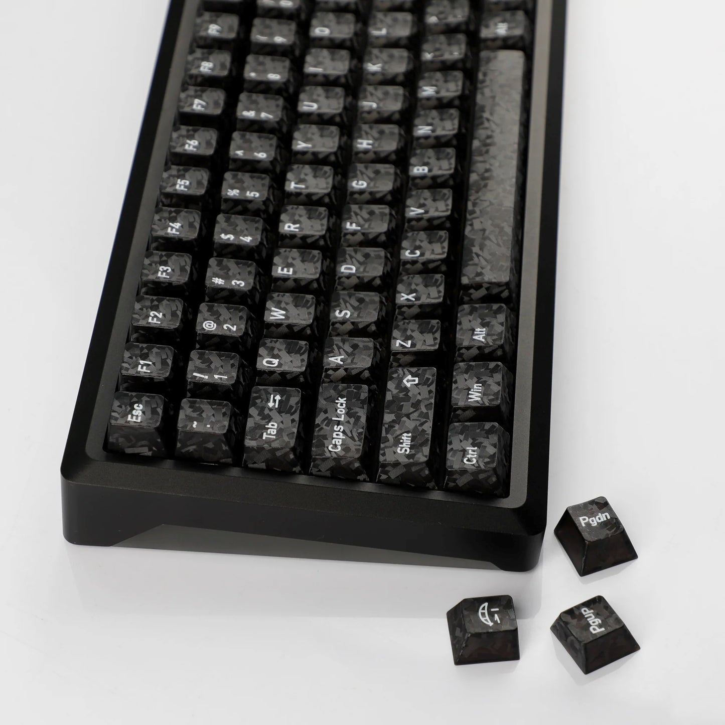 Black Carbon Fiber Texture Top Translucent Keycaps