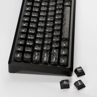 Black Carbon Fiber Texture Top Translucent Keycaps