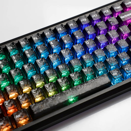 Black Carbon Fiber Texture Top Translucent Keycaps