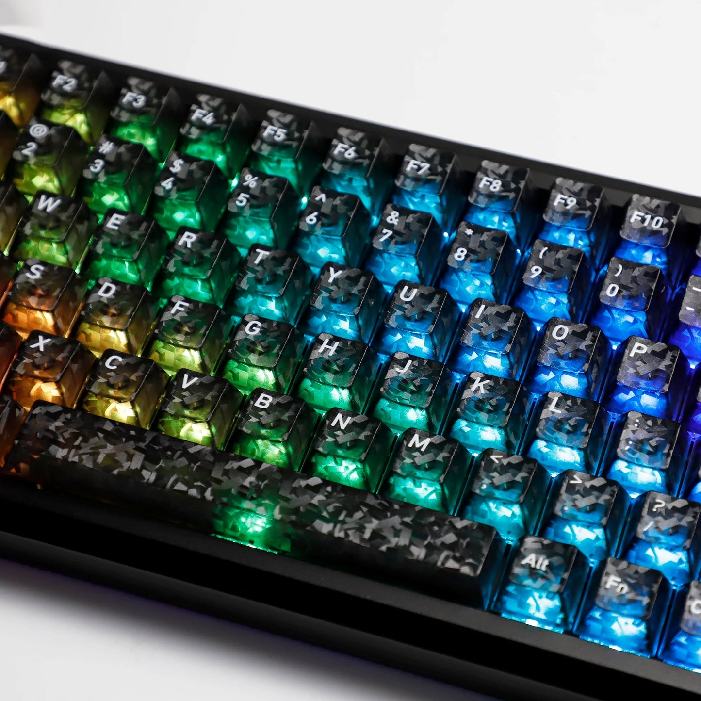 Black Carbon Fiber Texture Top Translucent Keycaps