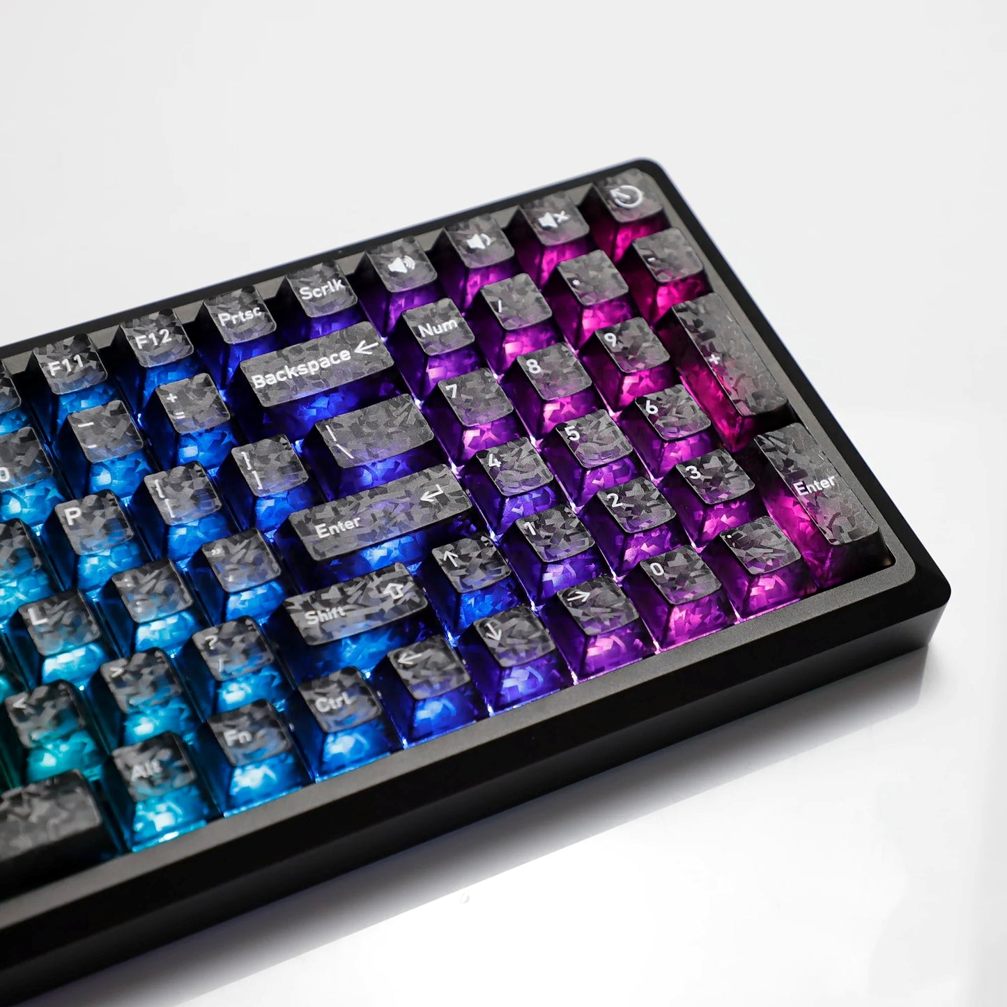 Black Carbon Fiber Texture Top Translucent Keycaps