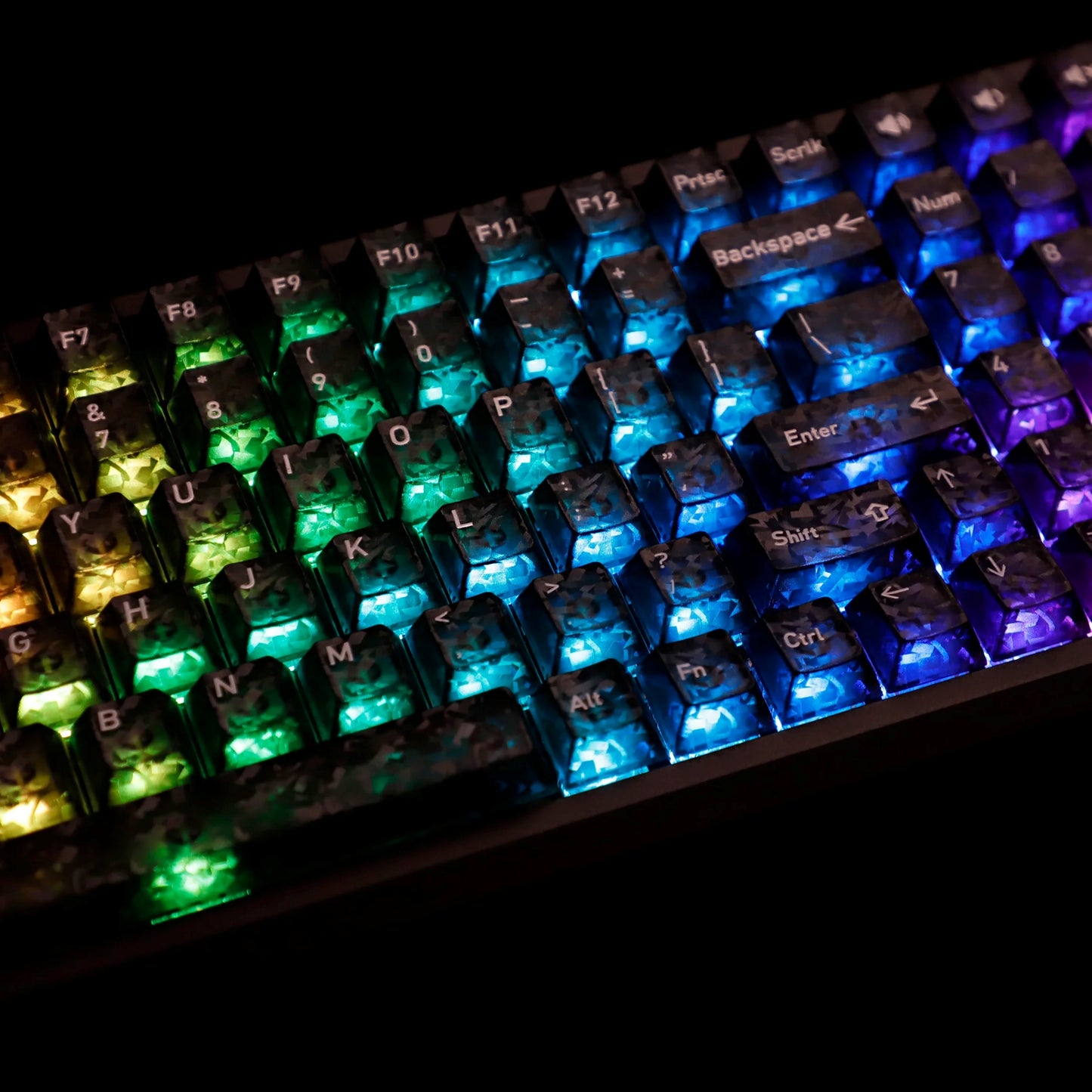 Black Carbon Fiber Texture Top Translucent Keycaps
