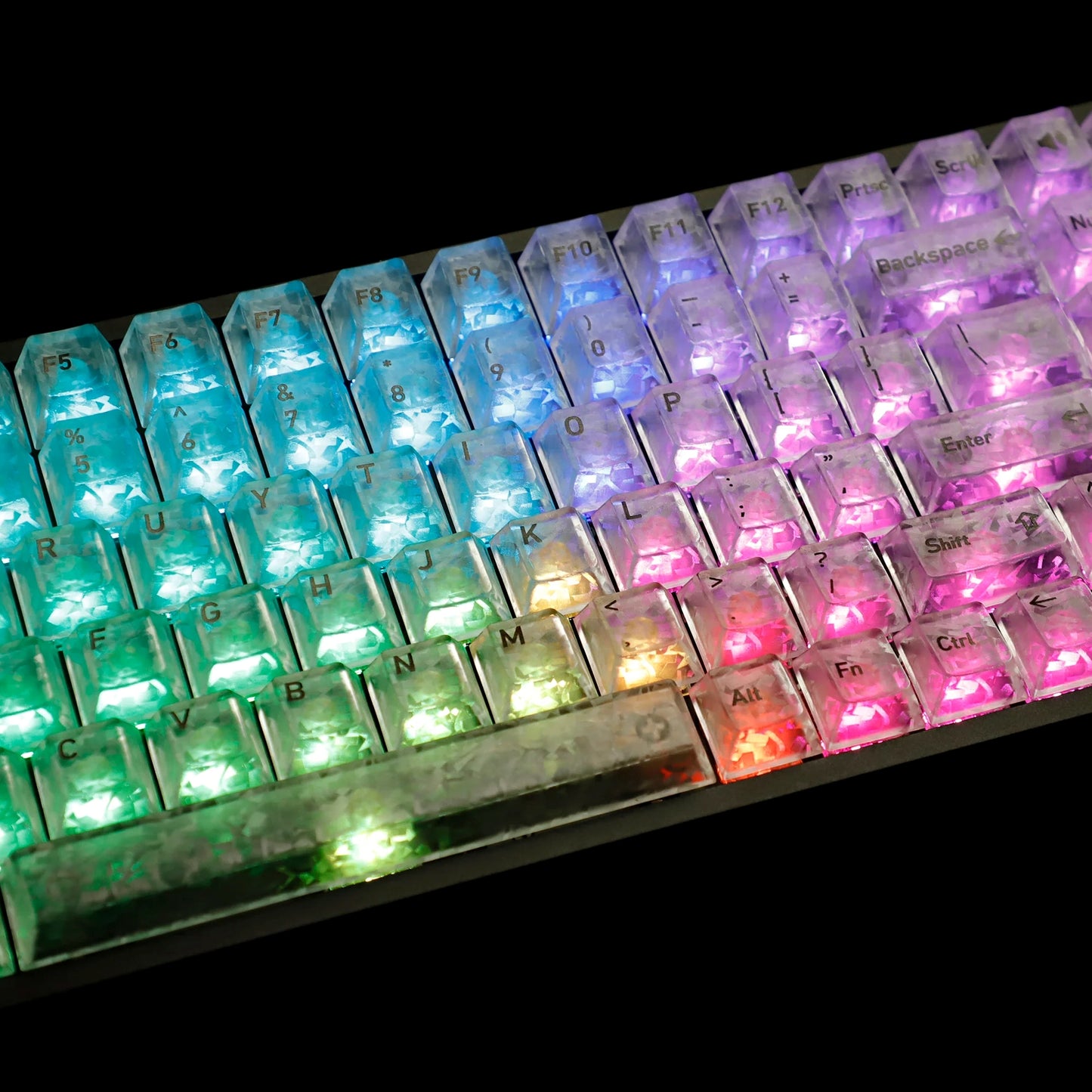 White Carbon Fiber Texture Top Translucent Keycaps