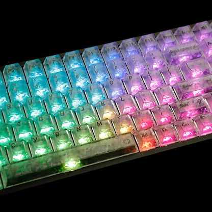 White Carbon Fiber Texture Top Translucent Keycaps