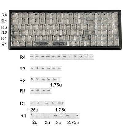 White Carbon Fiber Texture Top Translucent Keycaps