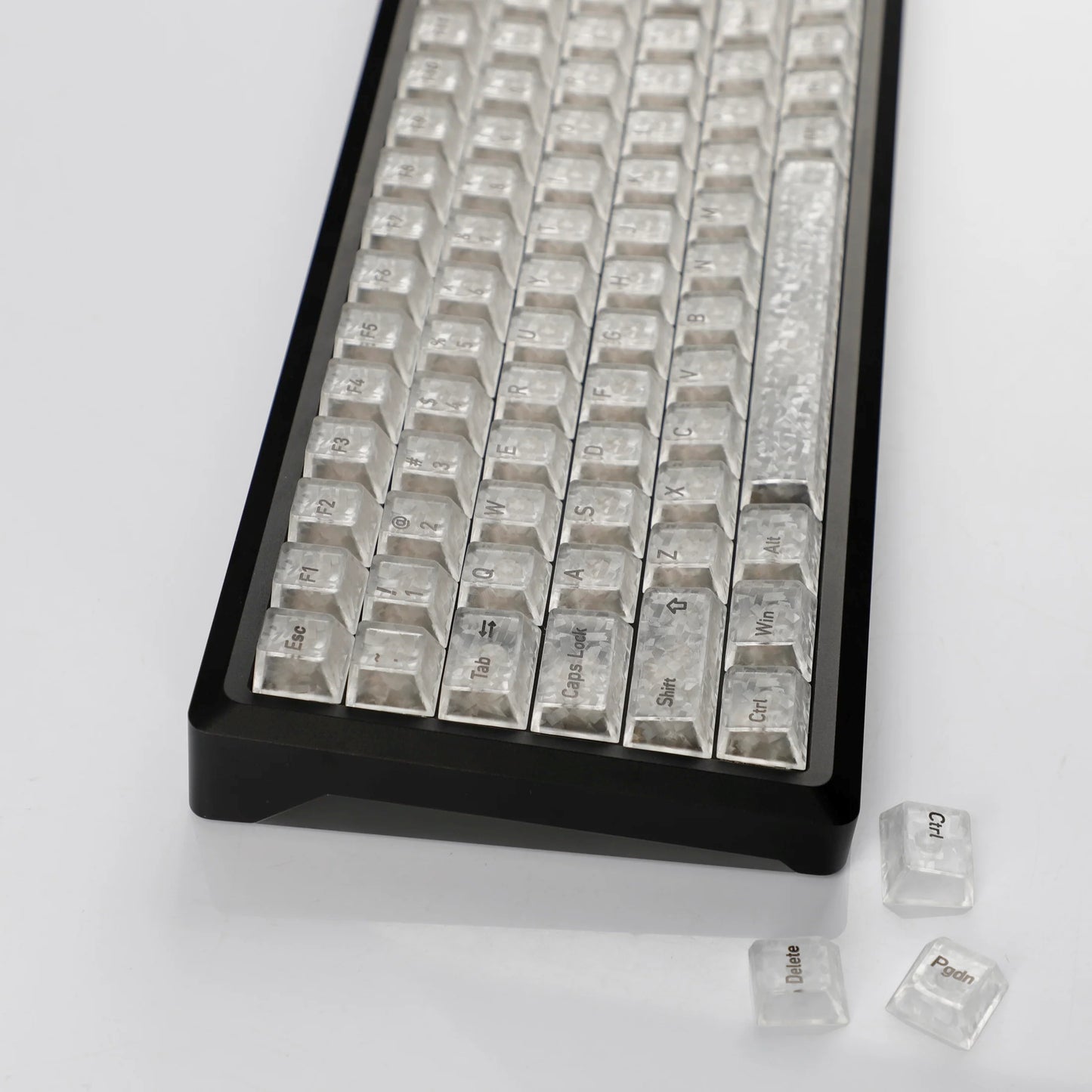 White Carbon Fiber Texture Top Translucent Keycaps