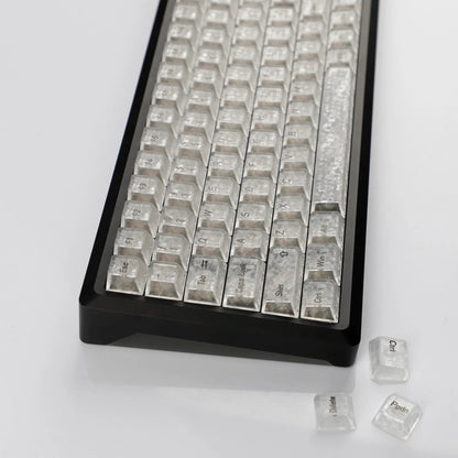 White Carbon Fiber Texture Top Translucent Keycaps