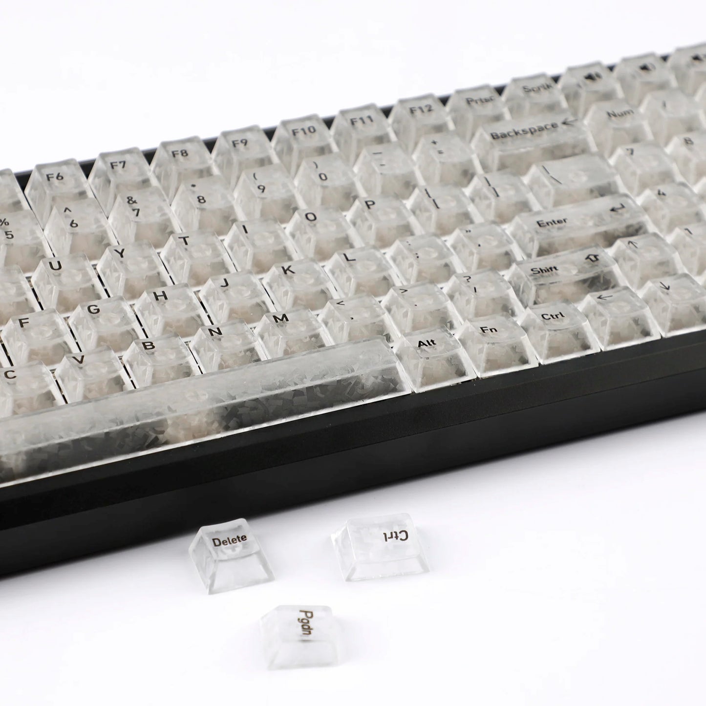 White Carbon Fiber Texture Top Translucent Keycaps