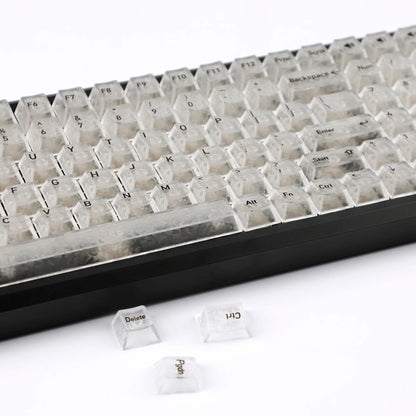 White Carbon Fiber Texture Top Translucent Keycaps