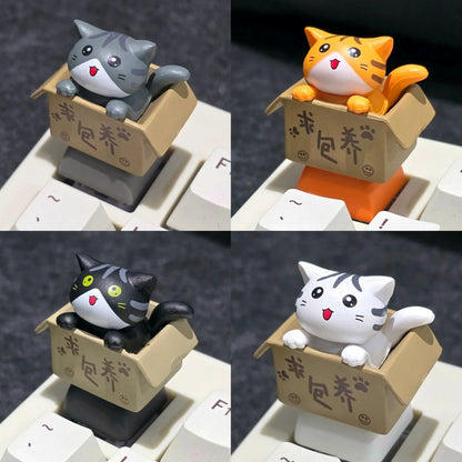 Happy Cat In Basket Resin Artisan Keycap