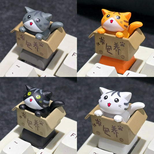 Happy Cat In Basket Resin Artisan Keycap