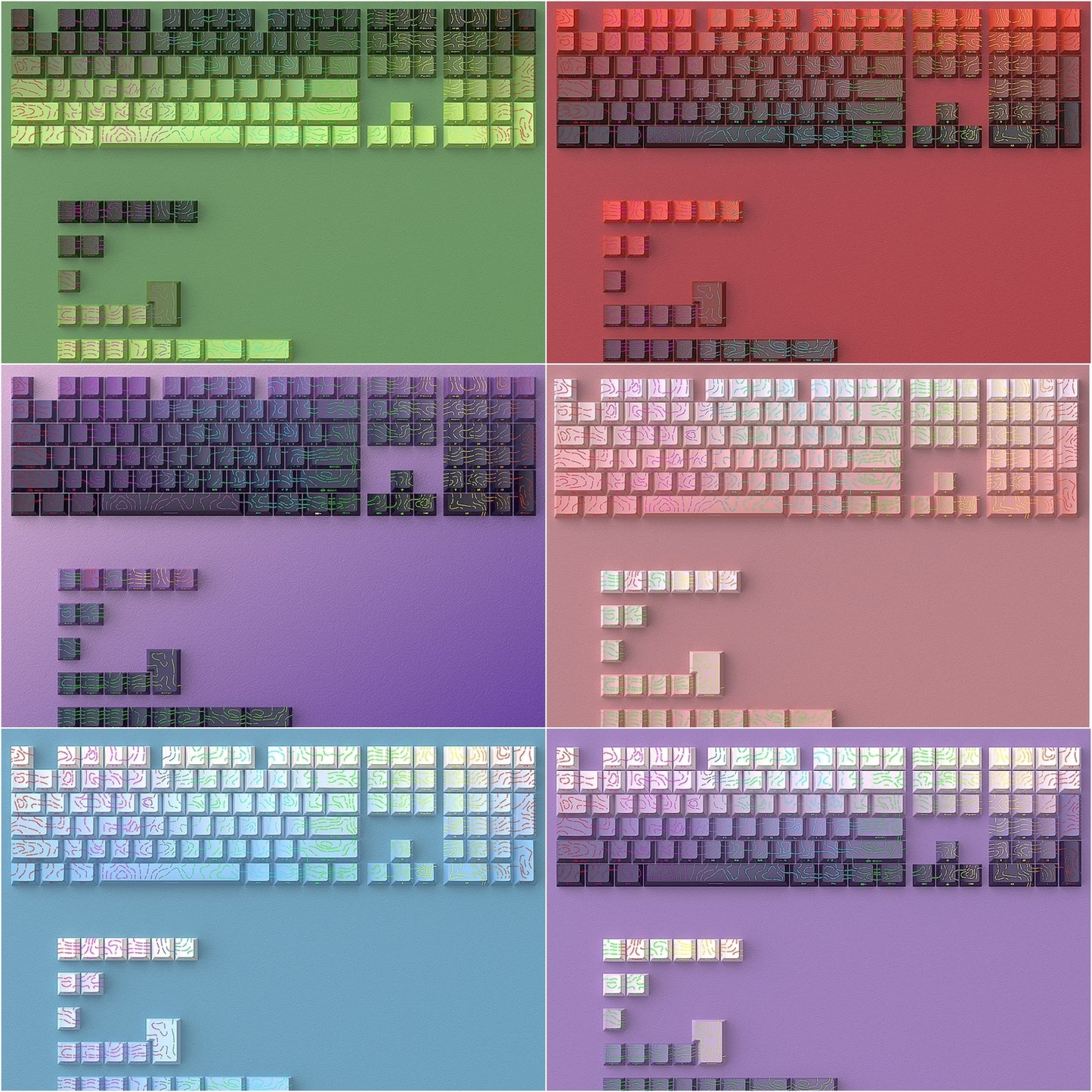 Topogrphy Gradient Line Crack Side Backlit Keycaps Series