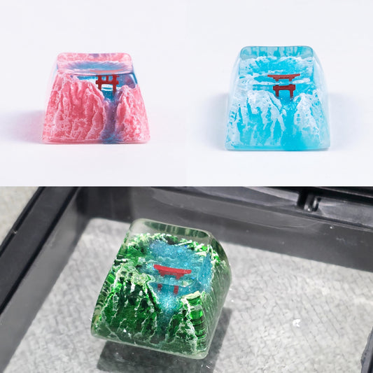 Sakura Snow Spring Torii Gate Resin Artisan 1u Keycap