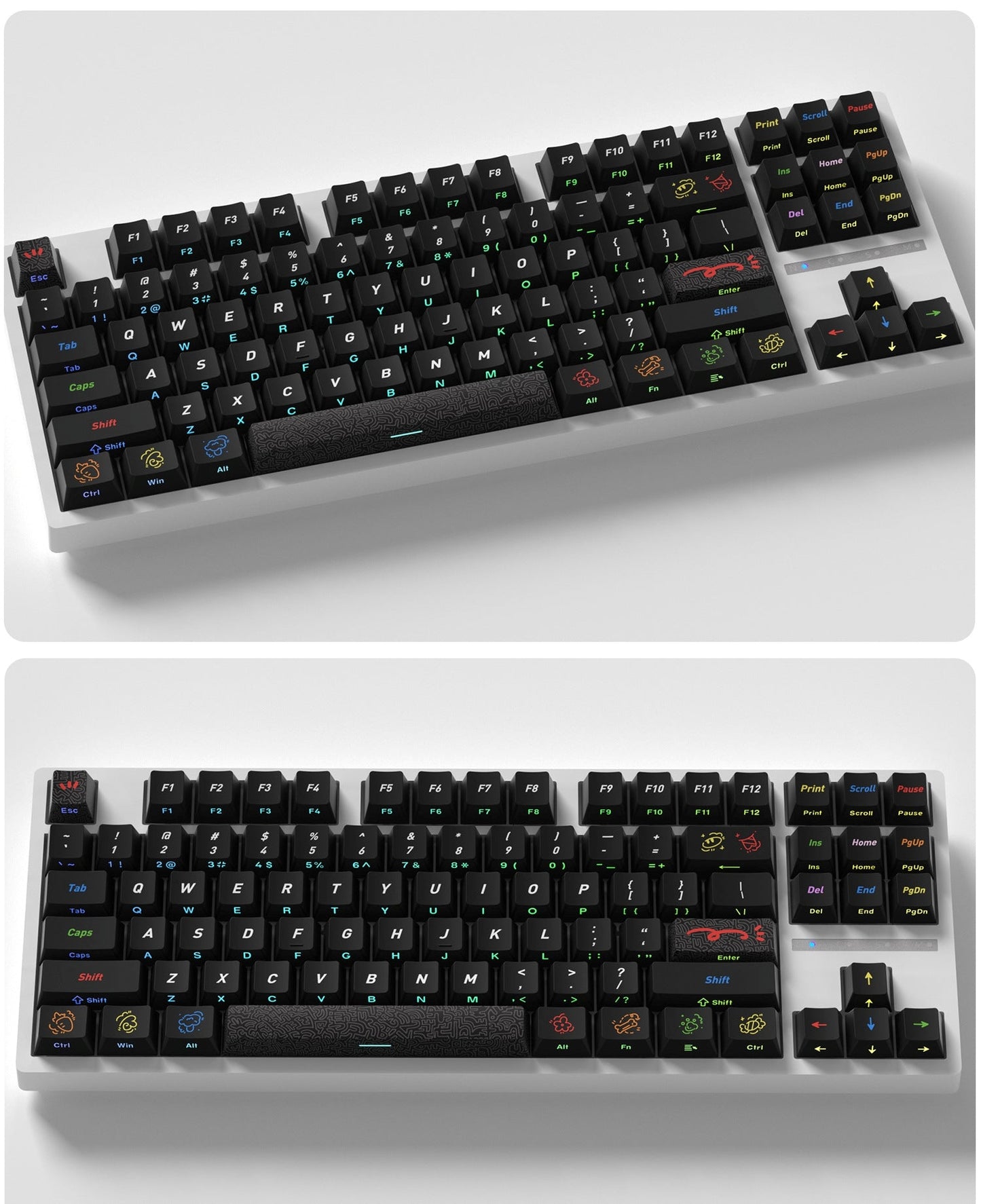 Dark Graffiti Side Backlit Cherry PBT Keycaps