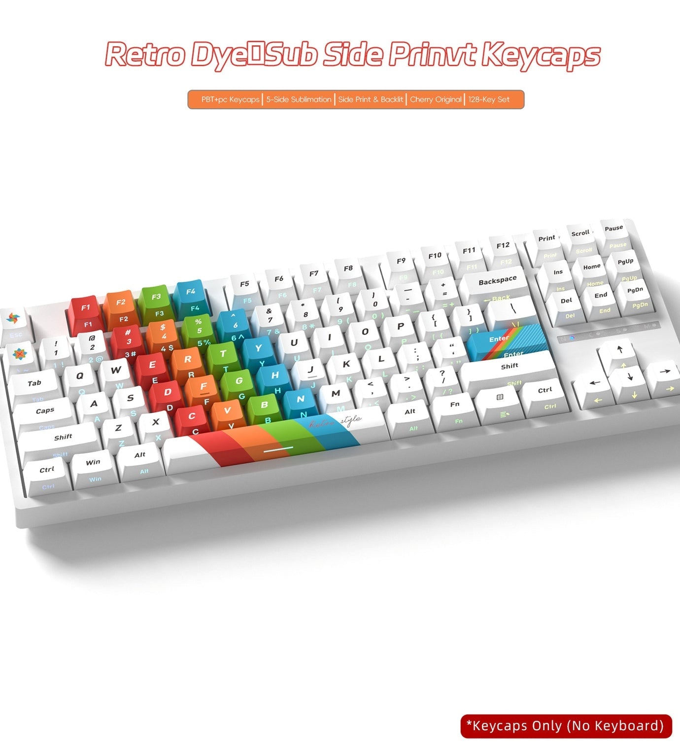 Retro Side Backlit Cherry PBT Keycaps 3 Themes