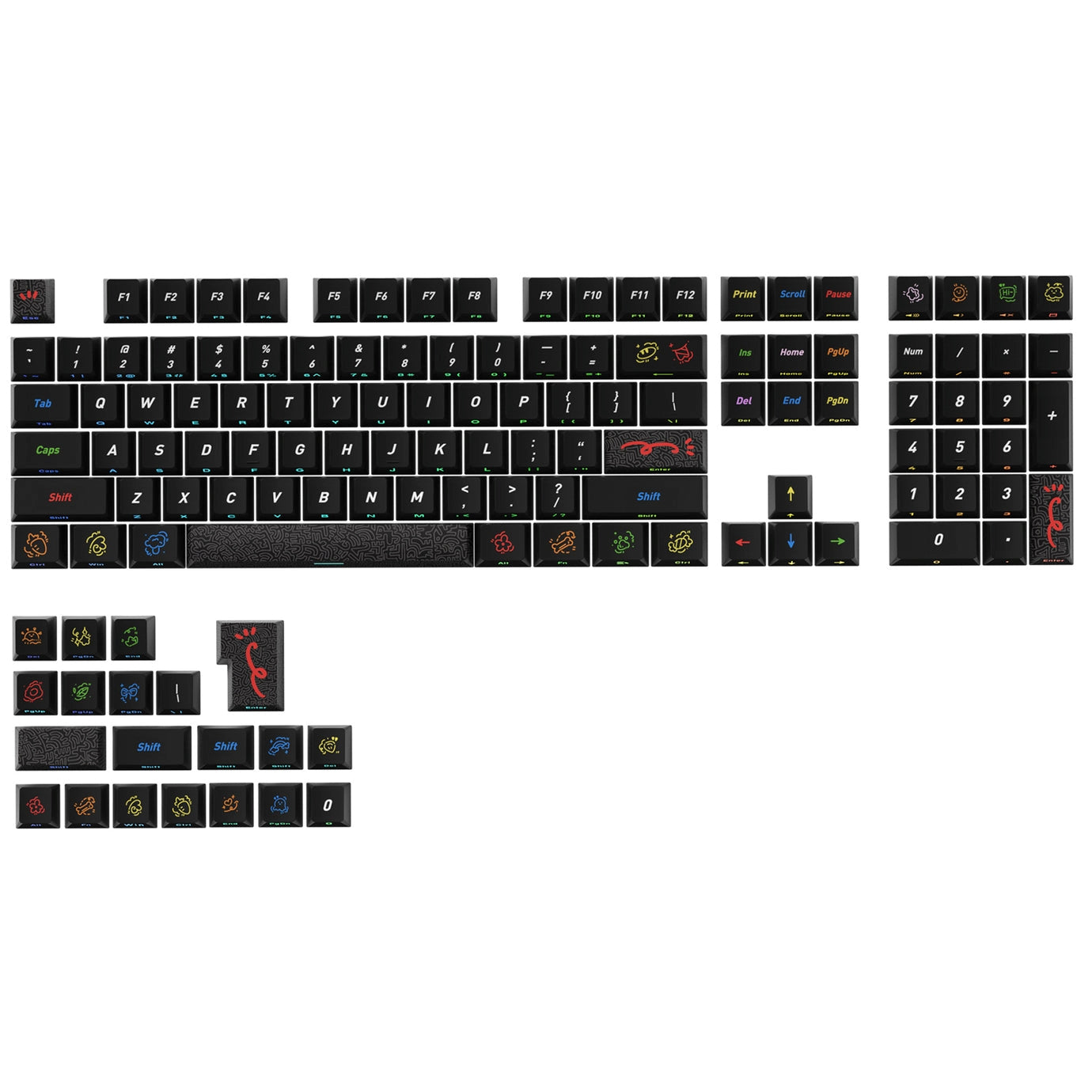 Dark Graffiti Side Backlit Cherry PBT Keycaps