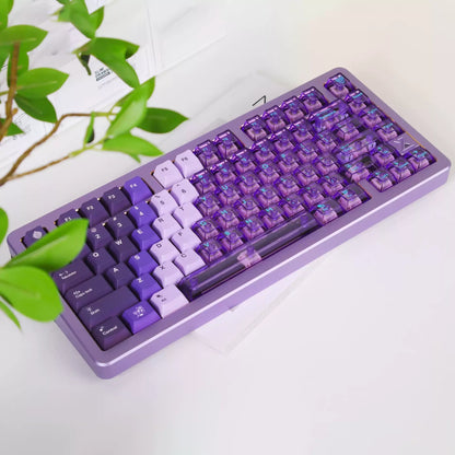 Purple Lilac Gradient 209 PBT Sublimation & Crystal Transparent Hybrid Keycaps